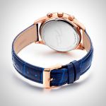  Dos Jonas & Verus V-Sport Chrono acier cadran bleu marine bracelet cuir bleu marine surpiqûre noire façon croco