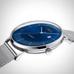  Profil Jonas & Verus Surging acier cadran bleu marine bracelet maille milanaise blanc acier chromé
