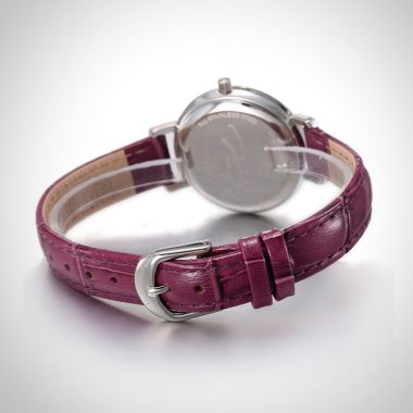  Dos Jonas & Verus Lumière acier cadran blanc bracelet cuir violet surpiqûre violette façon croco