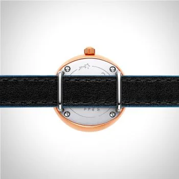  Dos Jonas & Verus Lumière acier cadran bleu marine bracelet cuir bleu marine et noir surpiqûre bleue mat
