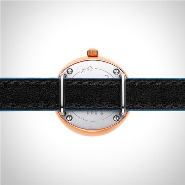  Dos Jonas & Verus Lumière acier cadran bleu marine bracelet cuir bleu marine et noir surpiqûre bleue mat