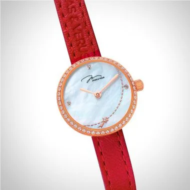  Profil Jonas & Verus Lumière acier cadran blanc bracelet cuir noir et rouge surpiqûre rouge mat