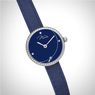  Profil Jonas & Verus Lumière acier cadran bleu marine bracelet cuir bleu marine et noir surpiqûre bleue mat