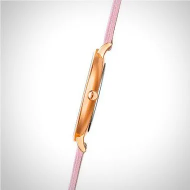  Profil Jonas & Verus Minor Girl acier cadran blanc bracelet cuir rose surpiqûre rose lisse