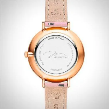  Dos Jonas & Verus Minor Girl acier cadran blanc bracelet cuir rose surpiqûre rose lisse