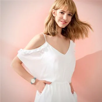  Portée Jonas & Verus Minor Girl acier cadran blanc bracelet cuir bleu surpiqûre bleue lisse