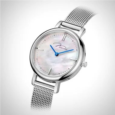  Profil Jonas & Verus Lumière acier cadran blanc bracelet maille milanaise argent acier chromé