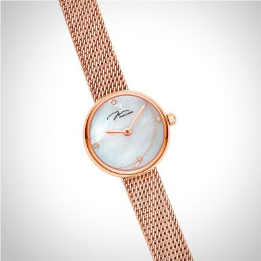  Profil Jonas & Verus Lumière acier cadran blanc bracelet maille milanaise rose acier rosé