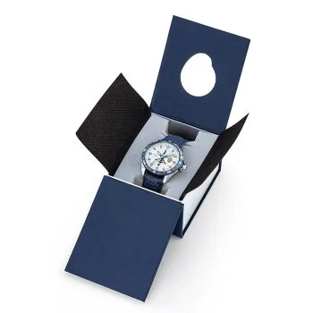 Montre Aviateur Patrouille de France Athos 8 Arrière Droit Automatique Cuir Bleu Perforé