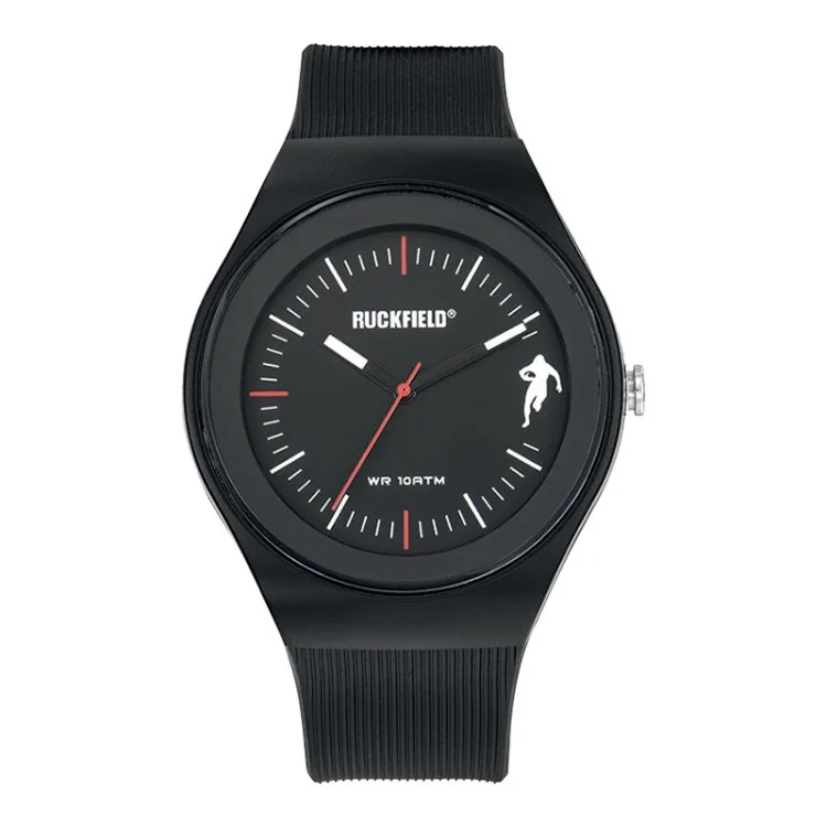 Face Montre Homme Ruckfield Sport Boîtier Résine Bracelet Silicone Noir Cadran Noir Face Montre Homme Ruckfield Sport Boîtier Résine Bracelet Silicone Noir Cadran Noir
