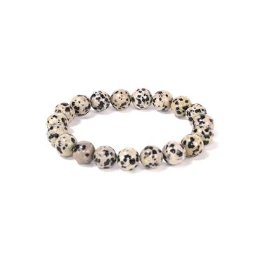 Bracelet de Lithothérapie en Pierres Naturelles "JASPE DALMATIEN" 10mm