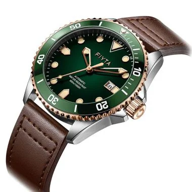 Profil montre Fiyta Yachtsman Automatique Homme Cuir Marron Cadran Vert WGA867006.MNK