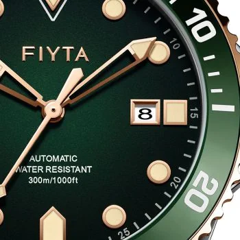 Cadran 5 montre Fiyta Yachtsman Automatique Homme Cuir Marron Cadran Vert WGA867006.MNK