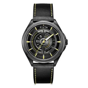 Face Montre Fiyta Photographer Automatique Noir et Jaune GA860023.BBB