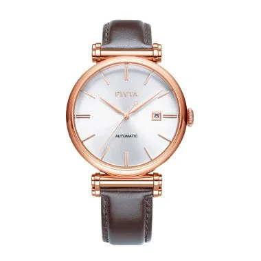 Face Montre Fiyta In Automatique Cuir Marron Dateur GA850008.PWK