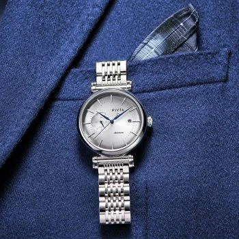 Lifestyle 3 Montre Fiyta In Automatique Acier Argenté Aiguilles Bleu GA850012.WWW