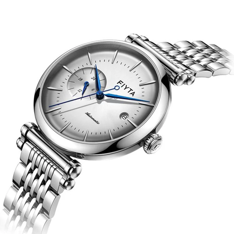 Profil Montre Fiyta In Automatique Acier Argenté Aiguilles Bleu GA850012.WWW