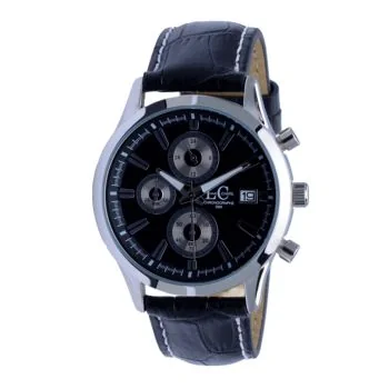 Face Montre Louis Châtel Homme Cuir Noir Cadran Noir Chronographe - 2050572