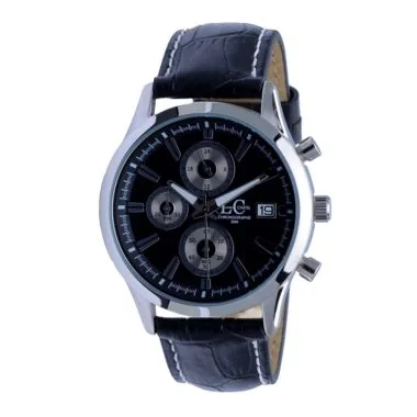 Face Montre Louis Châtel Homme Cuir Noir Cadran Noir Chronographe - 2050572