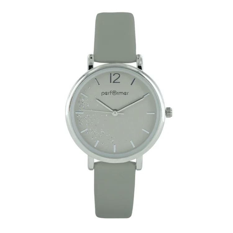 Montre Classique Performer Femme Simili Cuir Gris Cadran Paillette  - 70715812