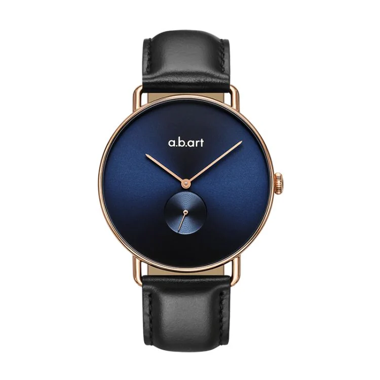 Face Montre a.b.art Homme Cuir Noir Cadran Bleu Seconde Excentrée - FA41-012-1L Face Montre a.b.art Homme Cuir Noir Cadran Bleu Seconde Excentrée - FA41-012-1L