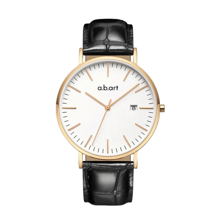 Face Montre a.b.art Homme Cuir Noir Façon Croco Cadran Blanc Dateur - FB41-000-15L Face Montre a.b.art Homme Cuir Noir Façon Croco Cadran Blanc Dateur - FB41-000-15L