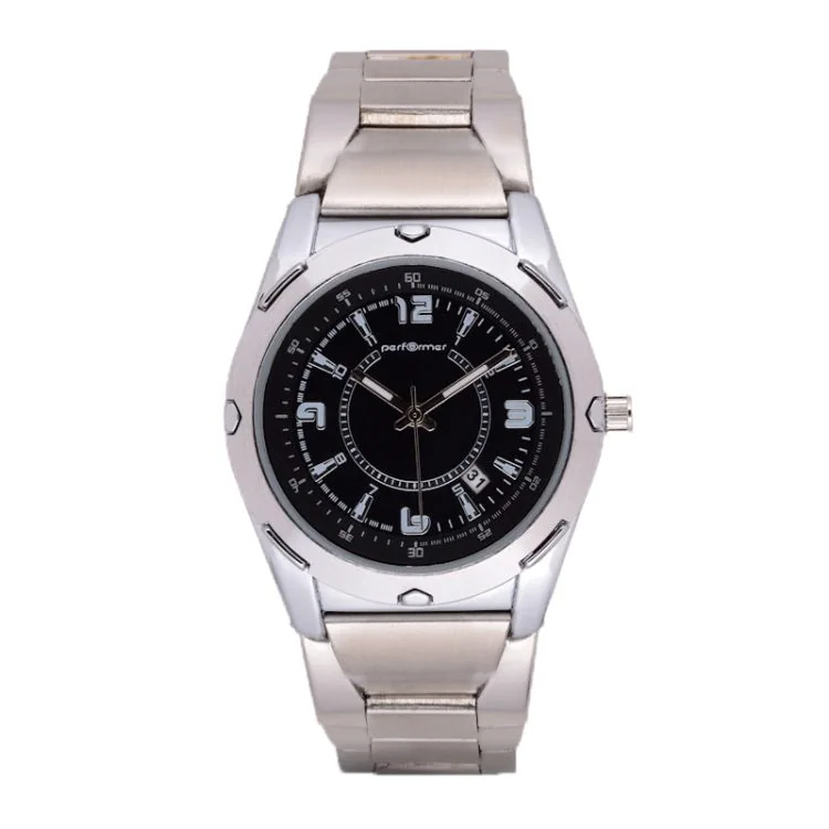 Performer Classic Watch Face, Silver-Toned Steel, Black Dial - 7035522