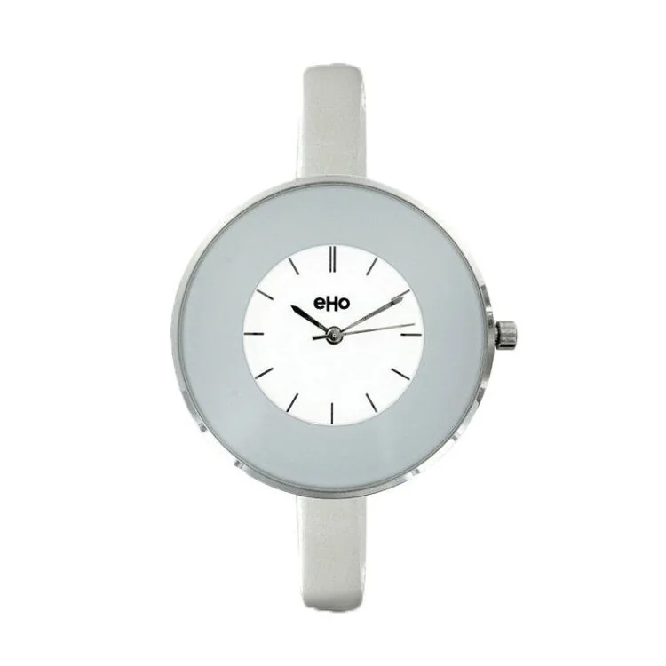 eHo Eco-Friendly Women's Watch with Fine White Leather Strap