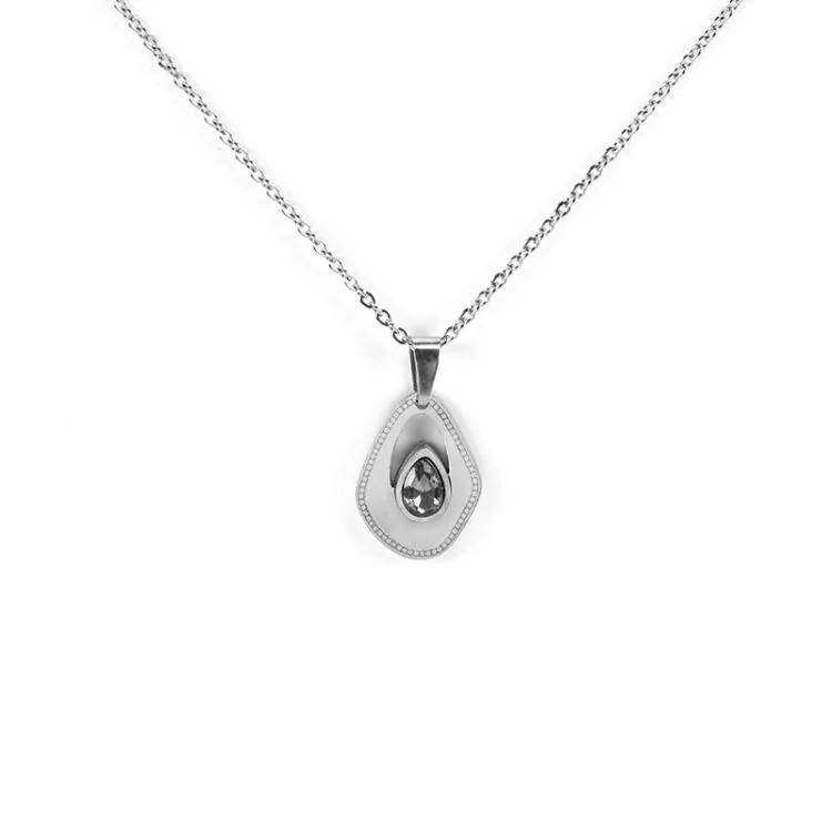Women's Necklace with Raindrop Design, Silver-Plated Stainless Steel