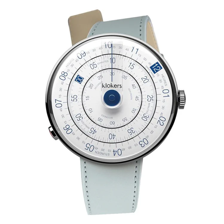 Klokers Watch - Klok 01 - Heritage - White & Blue Dial - Glacier Blue Leather Strap