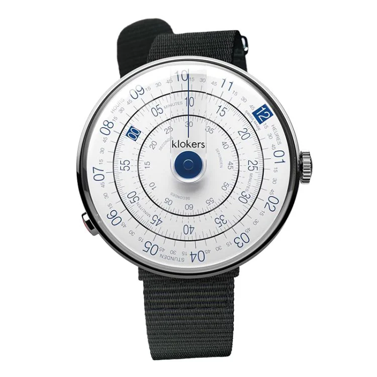 Klokers Watch - Klok 01 - Heritage - White & Blue Dial - Black NATO Strap