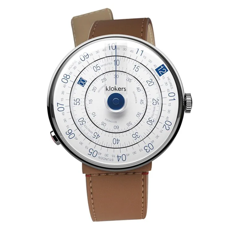 Klokers Watch - Klok 01 - Heritage - White & Blue Dial - Caramel Leather