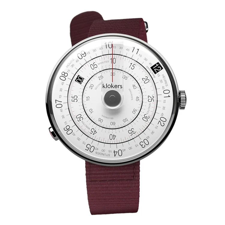 Klokers Watch - Klok 01 - Heritage - White & Gray Dial - Bordeaux NATO Strap