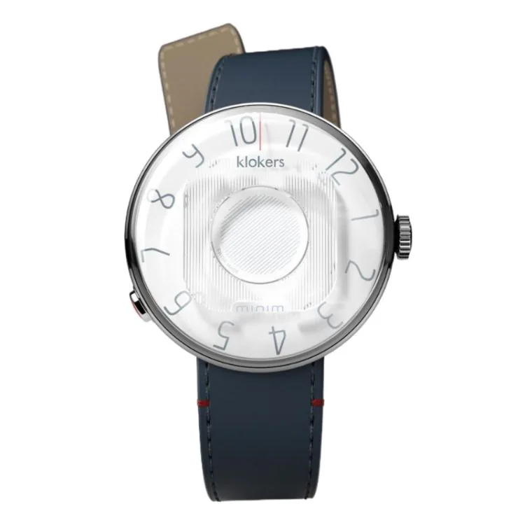 Klokers Watch - Klok 08 - Minim - White Dial - Navy Blue Leather
