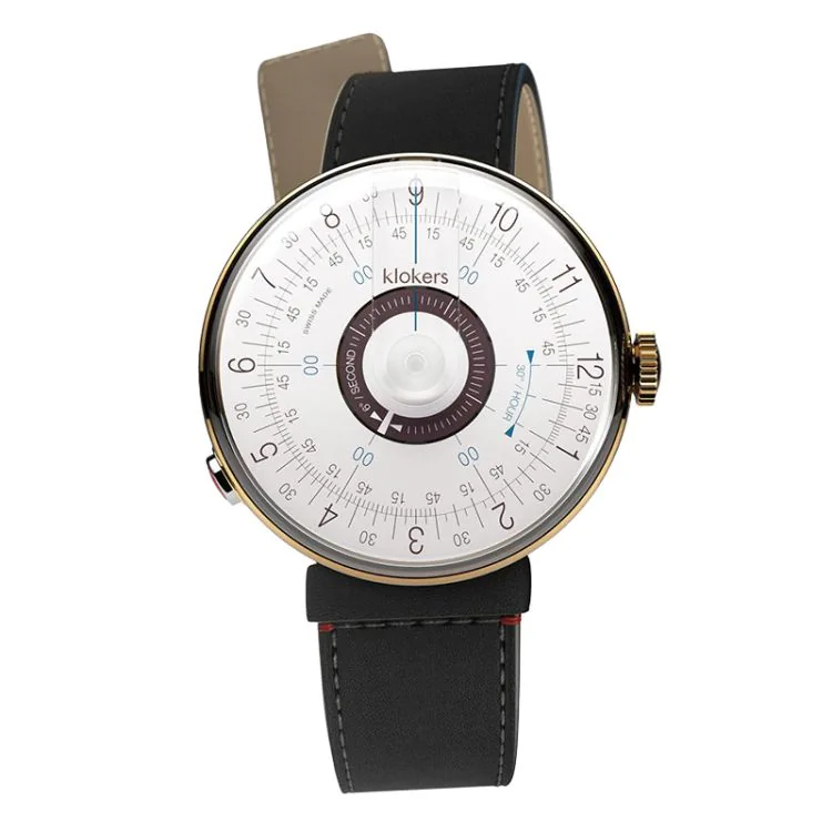 Klokers Watch - Klok 08 - Sixties - White & Purple Dial - Black Leather