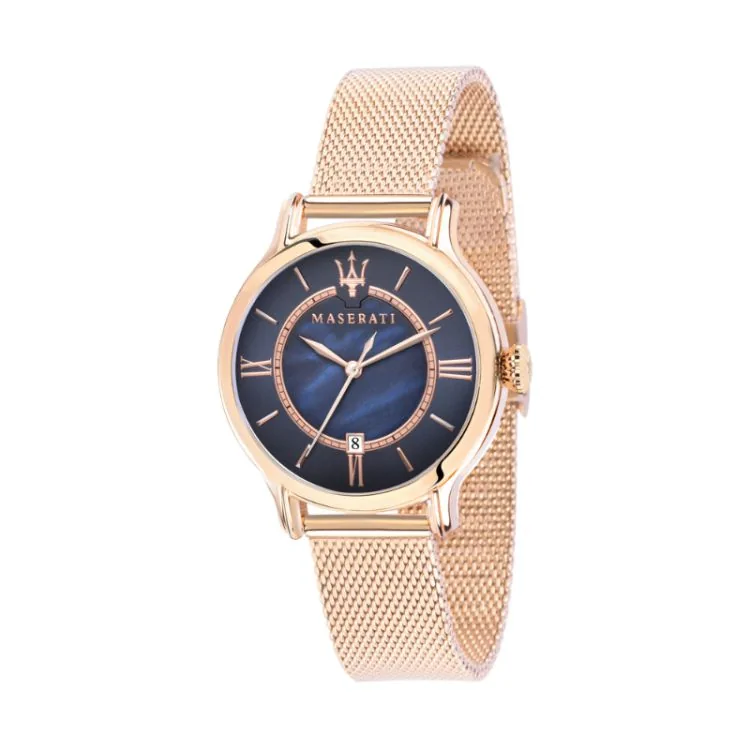 Maserati Epoca Lady Rose Gold Date Watch with Blue Dial - R8853118513
