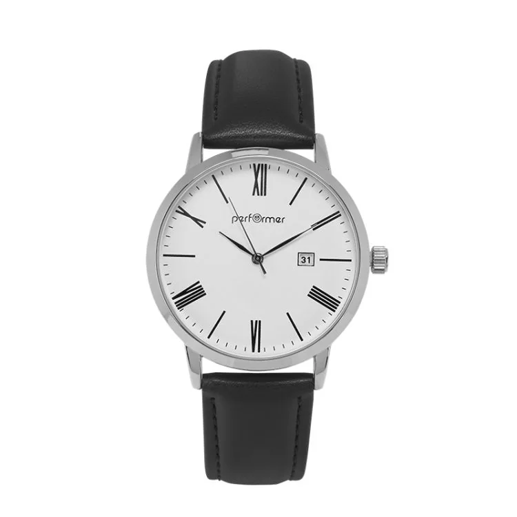 Performer Watch - Classic - Date - Black Leather, White Dial - 70220422