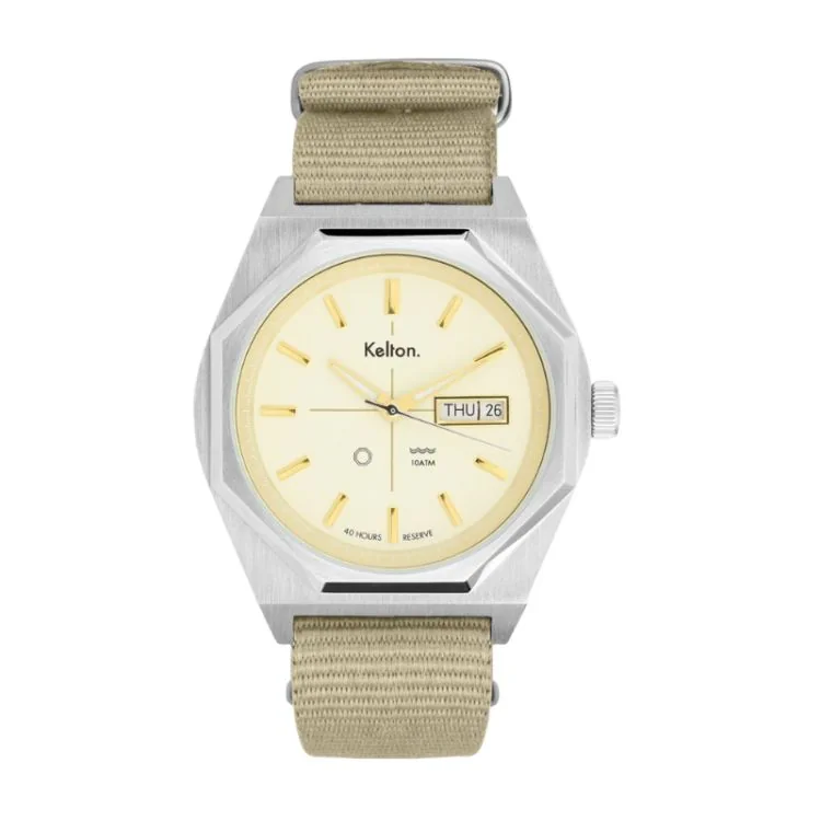 Kelton Watch - Octagon - Vintage - Automatic - Champagne NATO Strap