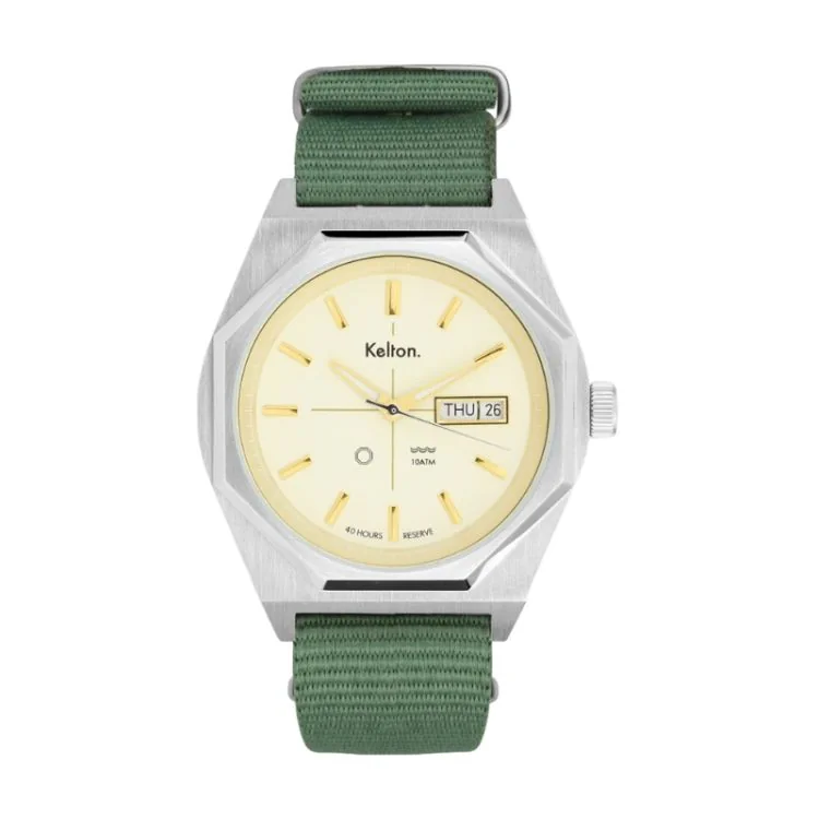 Kelton Watch - Octagon - Vintage - Automatic - Champagne Khaki NATO Strap