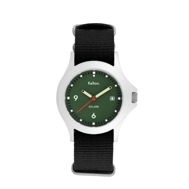 Kelton Watch - Solar-Powered - Green Dial, Black Strap