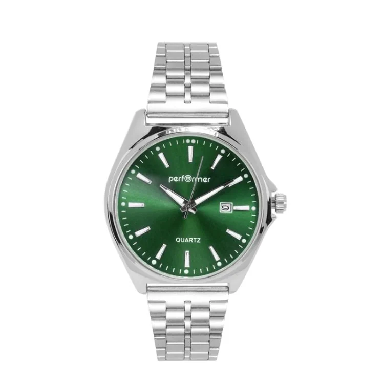 Performer Watch - Classic - Silver Strap - Green Dial