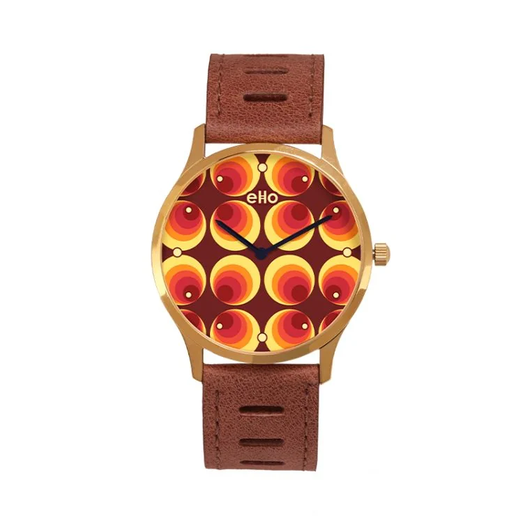 eHo Upcycled Watch - Sixties Collection - Brown Wallpaper