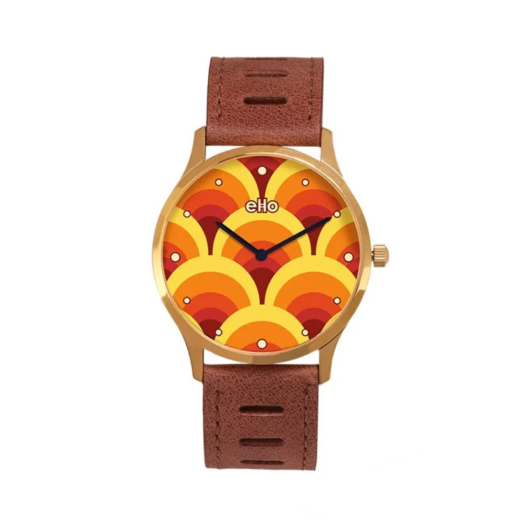 eHo Upcycled Watch - Sixties Collection - Brown Honeycomb