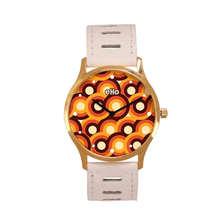 eHo Upcycled Watch - Sixties Collection - White, Rounded