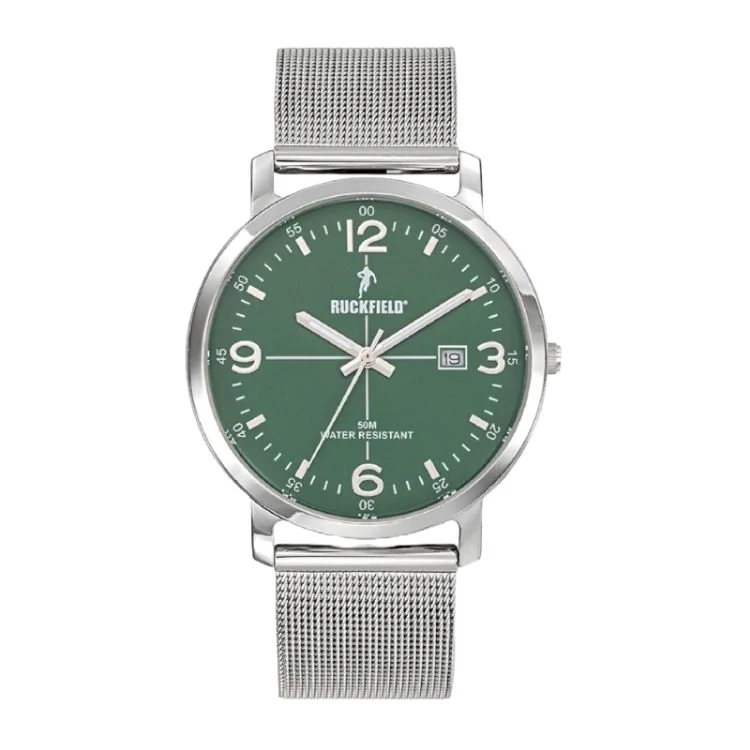 Ruckfield Watch - Rugby - Multifunction - Silver and Green