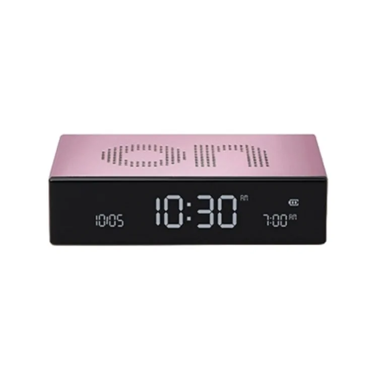 Lexon Alarm Clock - Reversible LCD Alarm Clock - Flip Premium Light Pink