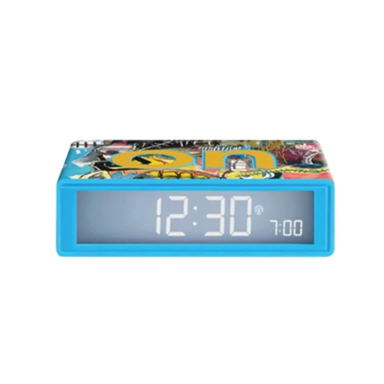 Lexon Alarm Clock - Reversible LCD Alarm Clock - Flip+ - Jean-Michel Basquiat - Blue