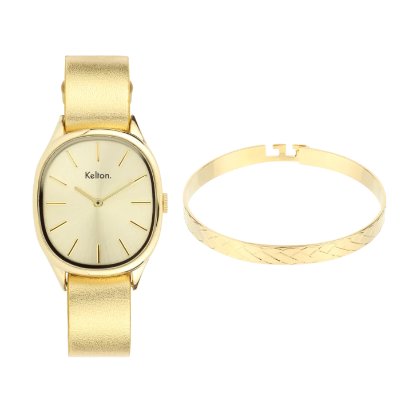 Christmas Gift Set - Kelton Colorama Gold Watch x Nilaï Eternity Gold Bangle Bracelet