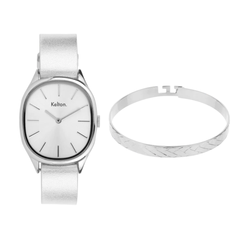 Christmas Gift Set - Kelton Colorama Silver Watch x Nilaï Eternity Silver Bangle Bracelet