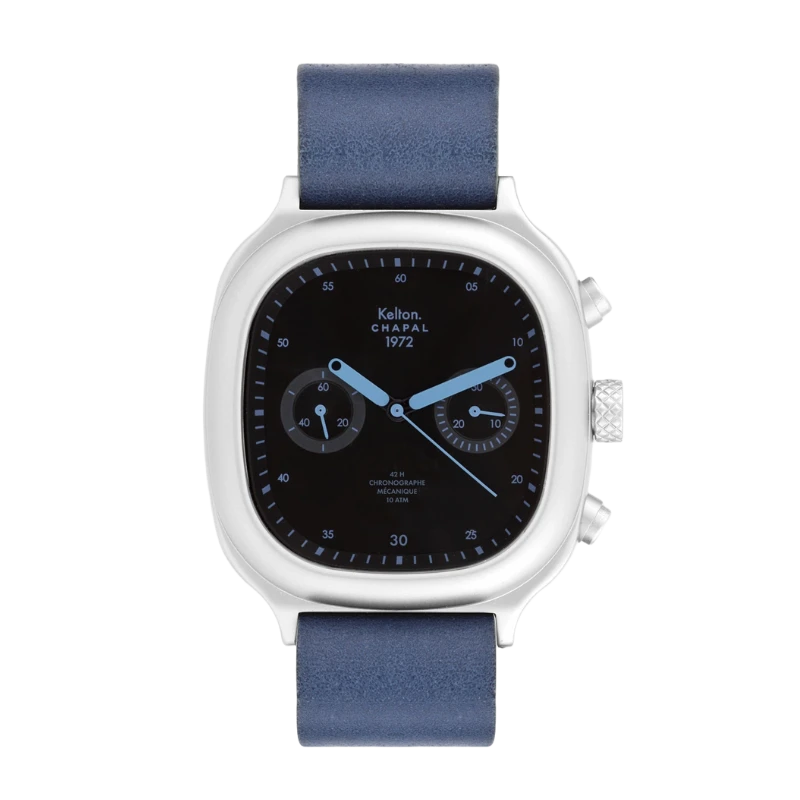 Kelton X Chapal 1972 Watch - Sky Blue Chronograph - Blue Leather